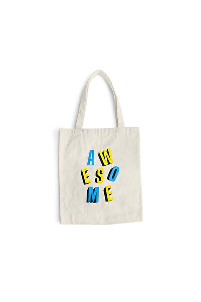 Intelli Cotton shopping bag with long handles, Awesome, 38×42 cm, VA226