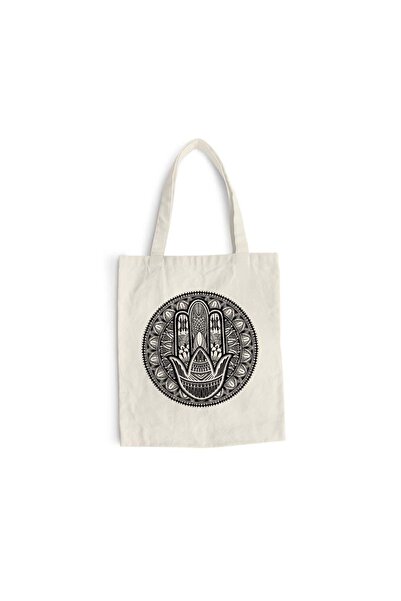 Intelli Cotton shopping bag with long handles, Black Mandala, 38×42 cm, VA194