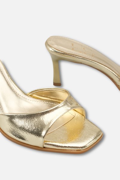 Liza Shoes Gamze gold daily short heeled slipper a025-k1453