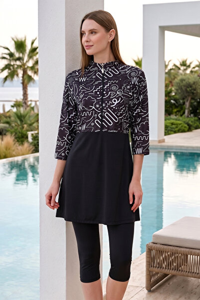 Haliç Mayo Κοντομάνικο μαγιό με κολάν από λύκρα, τριών τετάρτων μανίκια, μισο...