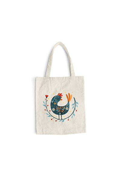 Intelli Cotton shopping bag with long handles, Traditional Bird, 38×42 cm, VA145