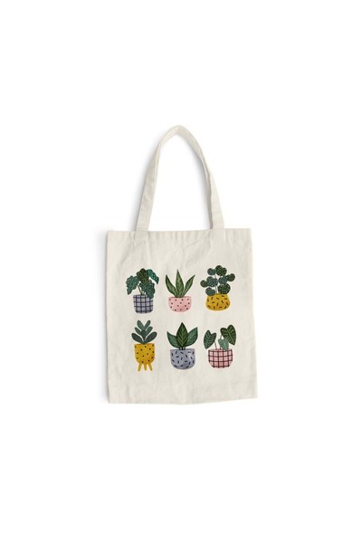 Intelli Cotton shopping bag with long handles, Houseplants Decorative, 38×42 ...