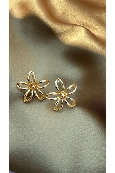 MonCheriAccessoire Gold Renk Çiçek Şeklinde Küpe