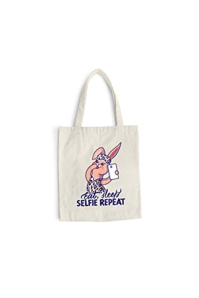 Intelli Βαμβακερή τσάντα για ψώνια με μακριά χερούλια, Φάε Κοιμήσου Τραβήξε Σ...