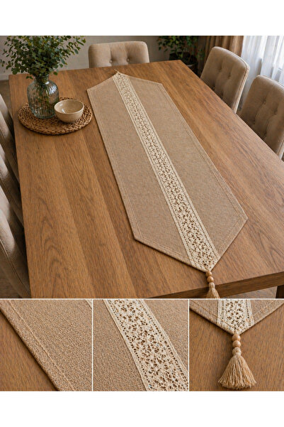 KÜTÜKhouse Üçgen Uçlu Organik Ham Jüt Runner 40x140 cm