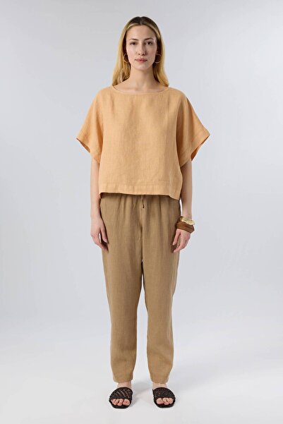 İpekçi Otantik Linen Bat Sleeve Oversize Blouse