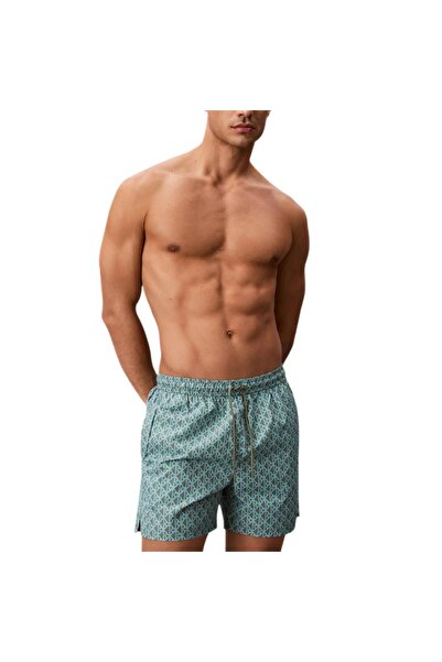 Calvin Klein Erkek Yeşil Orta Boy Bağcıklı Kapalı Bel Deniz Şortu LV00N61027