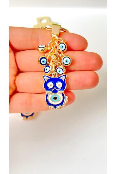 Cassime Μπρελόκ με χρυσό κρεμαστό στολίδι γάτας - Ναυτικό μπλε