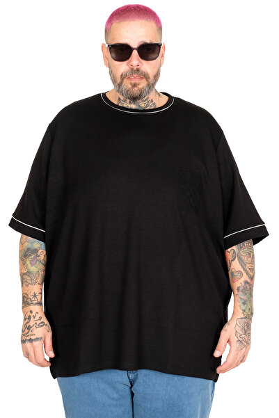 ModeXL Μπλουζάκι Mode XL Μεγάλου Μεγέθους Gofre U26221 ΜΑΥΡΟ