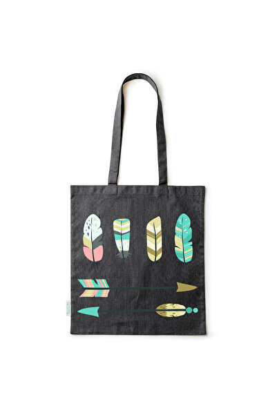 Intelli ®   Οικολογική βαμβακερή τσάντα αγορών με μακριές λαβές, Βέλη - Φτερά...