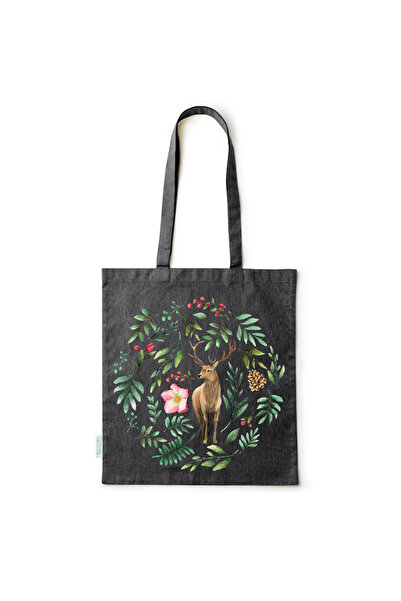 Intelli ® Eco-friendly Cotton shopping bag with long handles, Deer, 38×42cm