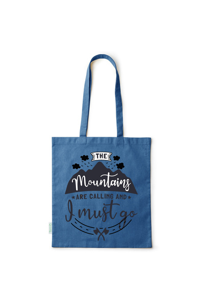 Intelli ®   Οικολογική βαμβακερή τσάντα αγορών με μακριές λαβές, Τα βουνά καλ...