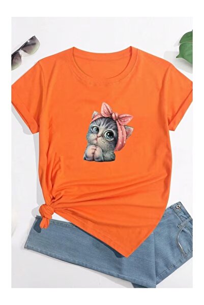ZİYMO Cat Printed Oversize T-Shirt