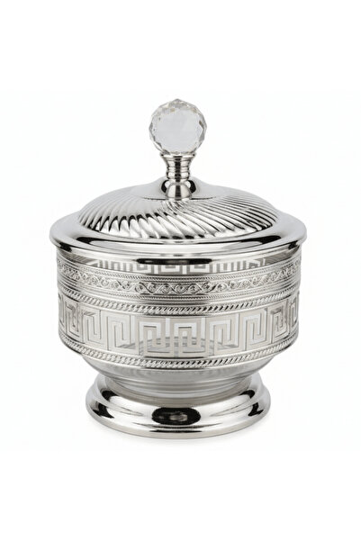 AKDC Luxe Greek Key Silver Crystal Candy Pot 15×11cm