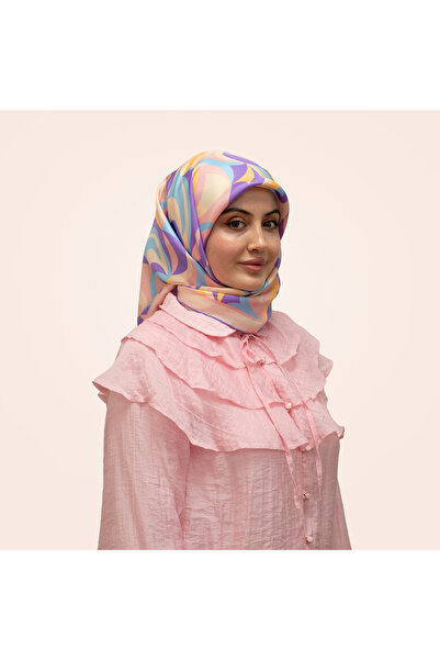 Suay İpek Melodi Lila Rüyası %100 Twill İpek Eşarp 90x90