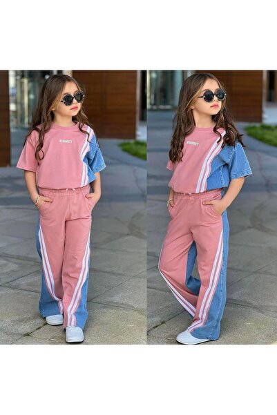 RAPAPA Costum cu dungi pentru fete PEMBE-6492P