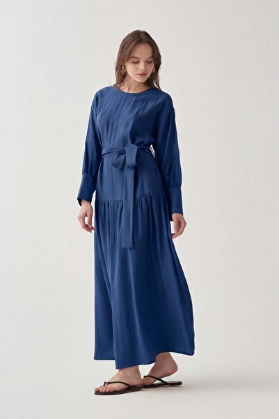 ALLDAY Φόρεμα με λεπτομέρειες από ίνδιγκο ύφασμα και κορδόνια