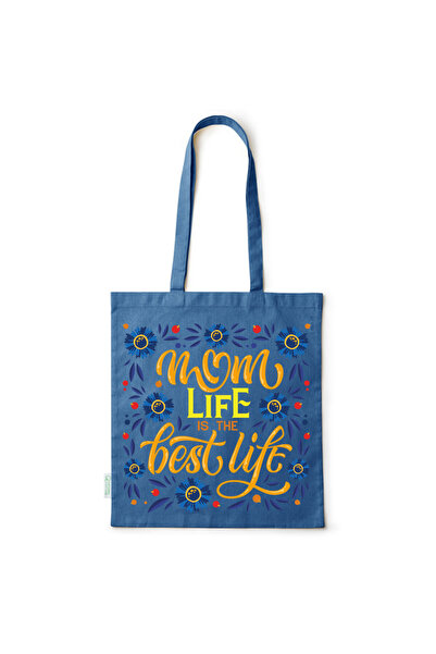 Intelli ®   Οικολογική βαμβακερή τσάντα αγορών με μακριά χερούλια, Mom Life -...