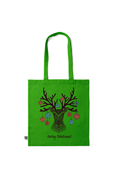 Intelli ® Eco-friendly Cotton shopping bag with long handles, Merry Christmas...