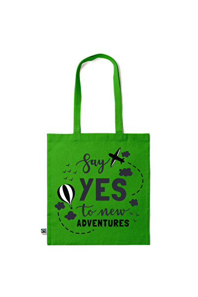 Intelli ® Eco-friendly Cotton shopping bag with long handles, Yes to Adventur...