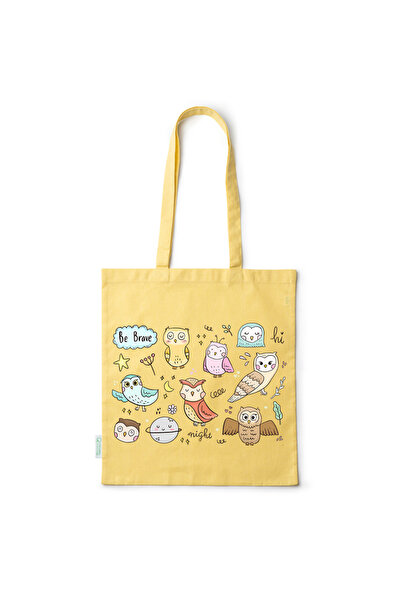 Intelli ®   Οικολογική βαμβακερή τσάντα αγορών με μακριά χερούλια, Κουκουβάγι...