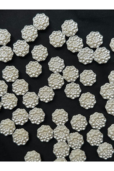 Bijumix Aksesuar 20 Adet Beyaz Sedefli Çiçek Boncuk 19 mm takı yapım malzemesi