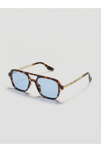 VEGA EYEWEAR Simon Leopar Desenli Mavi Camlı Güneş Gözlüğü