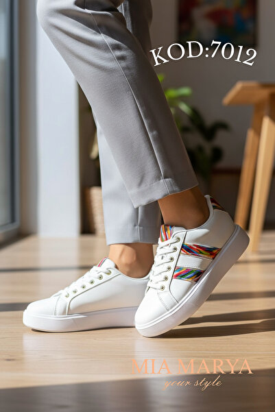 Mia marya Women's Sneakers with Stripe Detail - High-Top and Comfortable Casu...