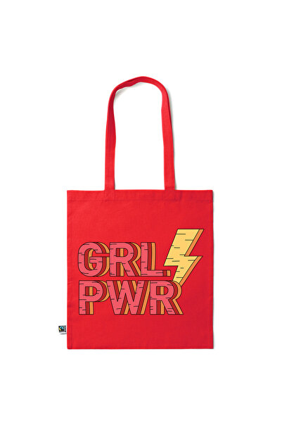 Intelli ®   Οικολογική βαμβακερή τσάντα αγορών με μακριά χερούλια, Girl Power...