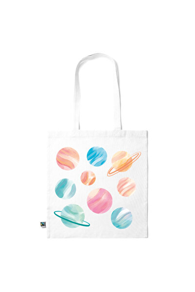 Intelli ®   Οικολογική βαμβακερή τσάντα αγορών με μακριά χερούλια, Πλανήτες, ...