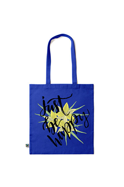 Intelli ® Eco-friendly Cotton shopping bag with long handles, Just Be Happy, ...