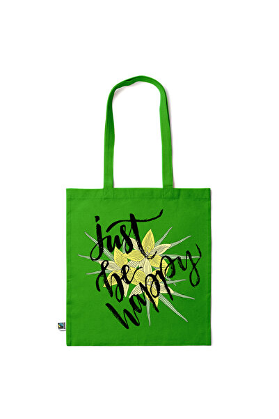 Intelli ® Eco-friendly Cotton shopping bag with long handles, Just Be Happy, ...