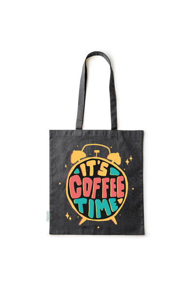 Intelli ®   Οικολογική βαμβακερή τσάντα αγορών με μακριά χερούλια, Ώρα για Κα...