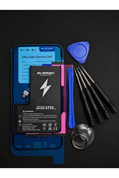 evergo İPHONE 15 PRO MAX UYUMLU GÜÇLENDİRİLMİŞ (4750 MAH) MUCİZE BATARYA