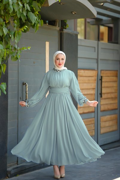 Verona-Gulf Embroidered chiffon dress