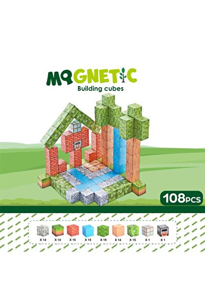 ROKET Manyetik Minecraft Tarzı 108 Parça Mıknatıslı Yapı Blok Seti