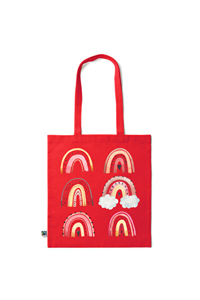 Intelli ® Eco-friendly Cotton shopping bag with long handles, Rainbow Hand Dr...