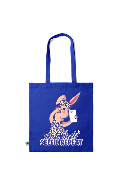 Intelli ®   Οικολογική βαμβακερή τσάντα αγορών με μακριά χερούλια, Φάε Κοιμήσ...