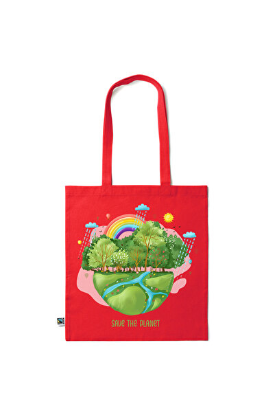 Intelli ®   Οικολογική βαμβακερή τσάντα αγορών με μακριά χερούλια, Σώστε τον ...