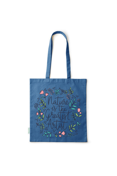 Intelli ®   Οικολογική βαμβακερή τσάντα αγορών με μακριά χερούλια, Η Φύση είν...