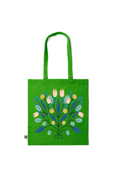 Intelli ® Eco-friendly Cotton shopping bag with long handles, Flowers, 38×42cm