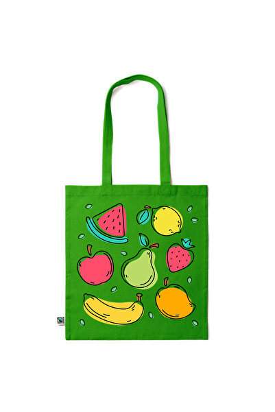 Intelli ®   Οικολογική βαμβακερή τσάντα για ψώνια με μακριά χερούλια, Φρούτα,...