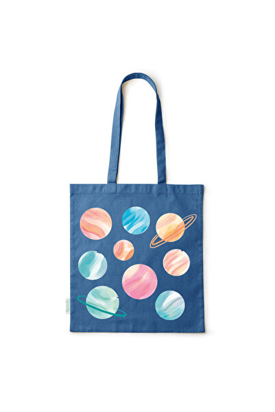 Intelli ®   Οικολογική βαμβακερή τσάντα αγορών με μακριά χερούλια, Πλανήτες, ...
