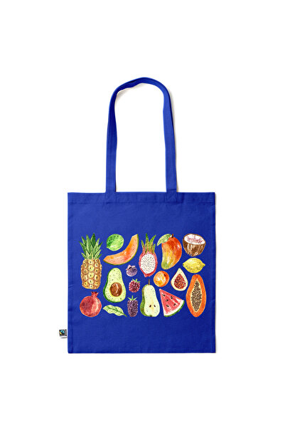 Intelli ®   Οικολογική βαμβακερή τσάντα για ψώνια με μακριά χερούλια, Φρούτα,...