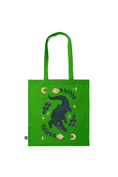 Intelli ®   Οικολογική βαμβακερή τσάντα αγορών με μακριά χερούλια, Κροκόδειλο...