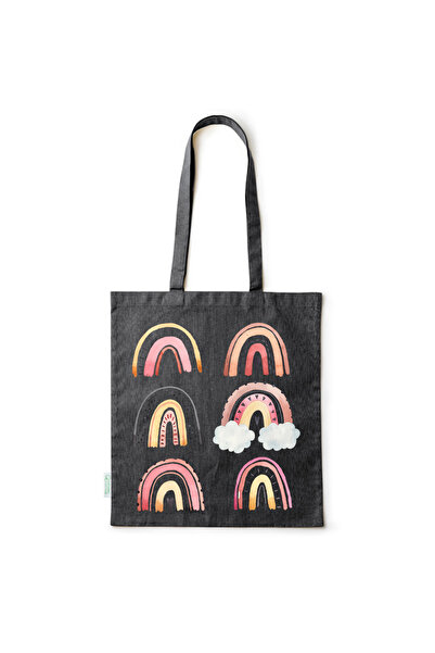 Intelli ® Eco-friendly Cotton shopping bag with long handles, Rainbow Hand Dr...