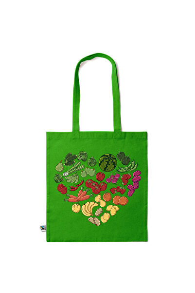 Intelli ®   Οικολογική βαμβακερή τσάντα αγορών με μακριές λαβές, Σχέδιο Καρδι...