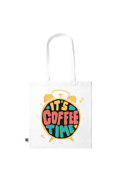 Intelli ®   Οικολογική βαμβακερή τσάντα αγορών με μακριά χερούλια, Ώρα για Κα...