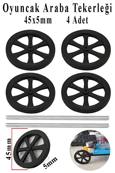 Artlantis Oyuncak Araba Tekerleği Seti 45mm 4 lü 1 Paket Plastik Tekerlek Den...