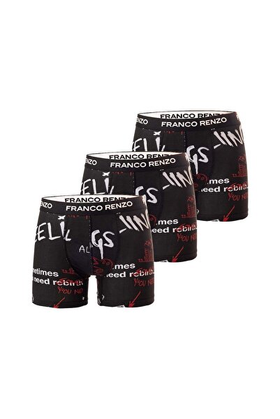 FRANCO RENZO Σετ 3 ανδρικών μποξεράκια από βαμβάκι και λύκρα με στάμπα
